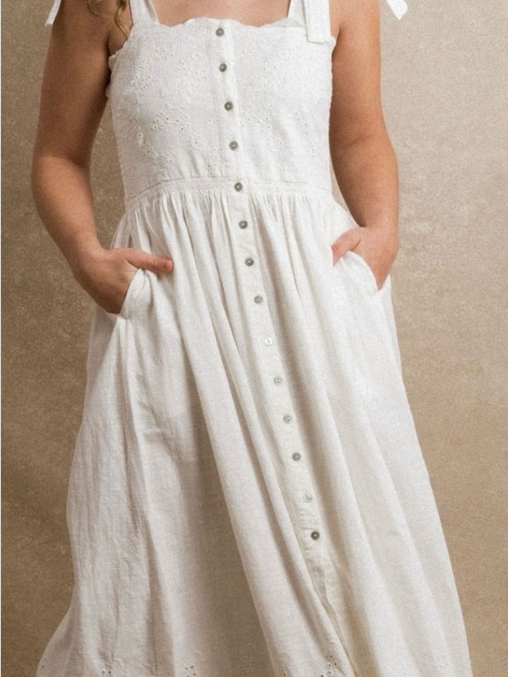 Neuflora Provo Button-Front Eyelet Midi Dress